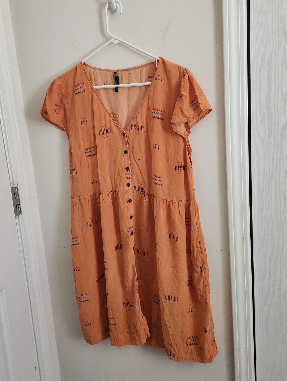 Pendelton Yellow Aztec 100% Silk Dress Large